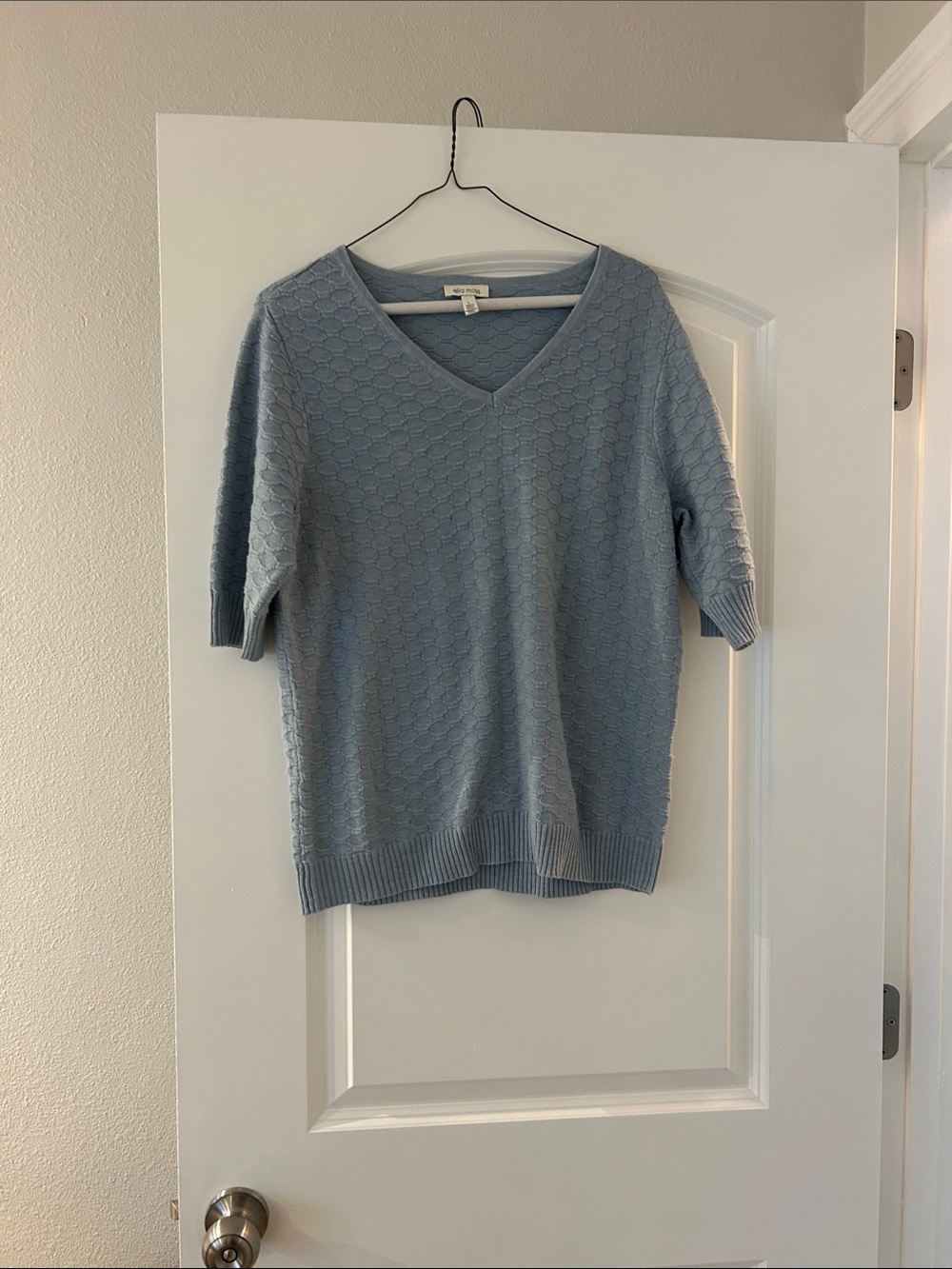 Light Blue V-Neck Knit Top